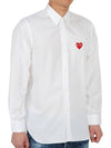 Men's Red Heart Long Sleeve Shirt White - COMME DES GARCONS - BALAAN 4