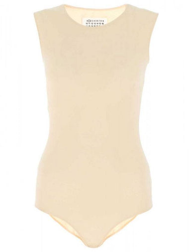 Women's Back Stitch Crew Neck Bodysuit Beige - MAISON MARGIELA - BALAAN 1