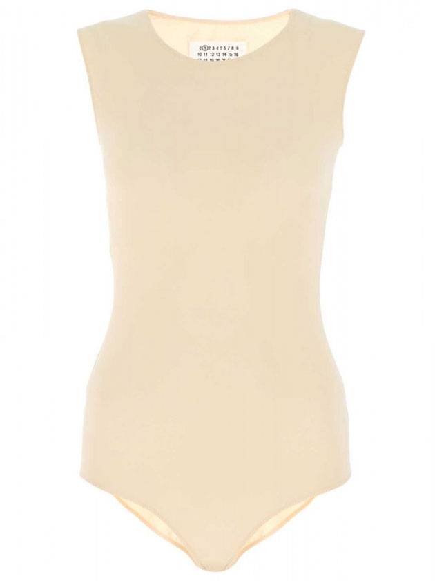 Women's Back Stitch Crew Neck Bodysuit Beige - MAISON MARGIELA - BALAAN 1