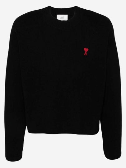 De Coeur Small Heart Logo Knit Top Black - AMI - BALAAN 2