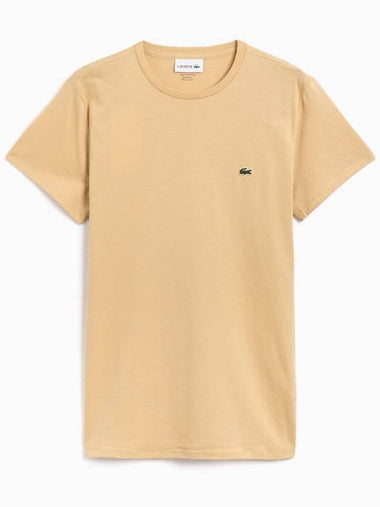 Crew Neck Pima Cotton Jersey Short Sleeve T-Shirt Beige - LACOSTE - BALAAN 1