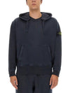 Men's Oversized Cotton Hoodie Navy - STONE ISLAND - BALAAN 4