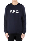 Men's VPC Logo Print Crew Neck Sweatshirt Navy - A.P.C. - BALAAN 2