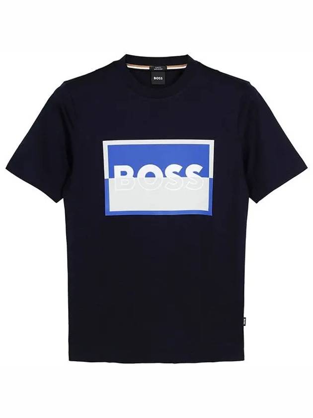 Logo Cotton Short Sleeve T-shirt Navy - HUGO BOSS - BALAAN 5