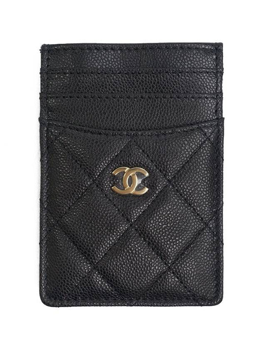 Classic Gold CC Logo Caviar Card Wallet Black - CHANEL - BALAAN 1