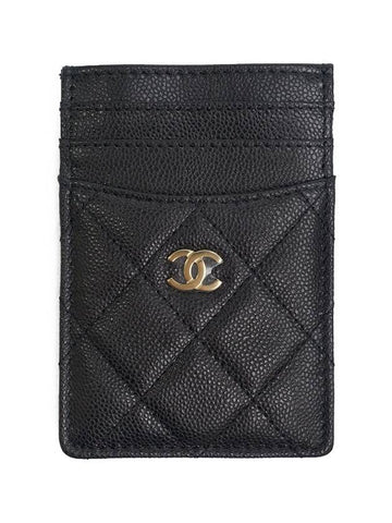 Classic Gold CC Logo Caviar Card Wallet Black - CHANEL - BALAAN 1