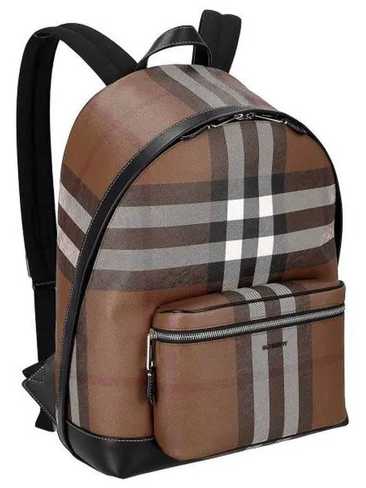 JETT check leather backpack dark brown - BURBERRY - BALAAN 2