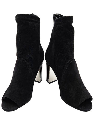 Christian Dior Black Suede Open Toe Ankle Boots 35 - DIOR - BALAAN 1