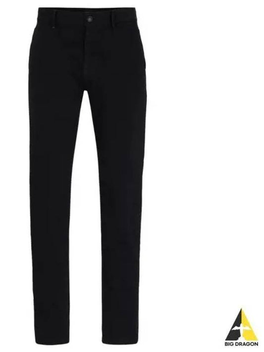 Slim Fit Stretch Cotton Satin Chino Straight Pants Black - HUGO BOSS - BALAAN 2