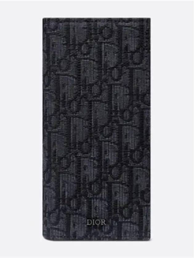 Vertical Long Wallet Black Oblique Jacquard - DIOR - BALAAN 2