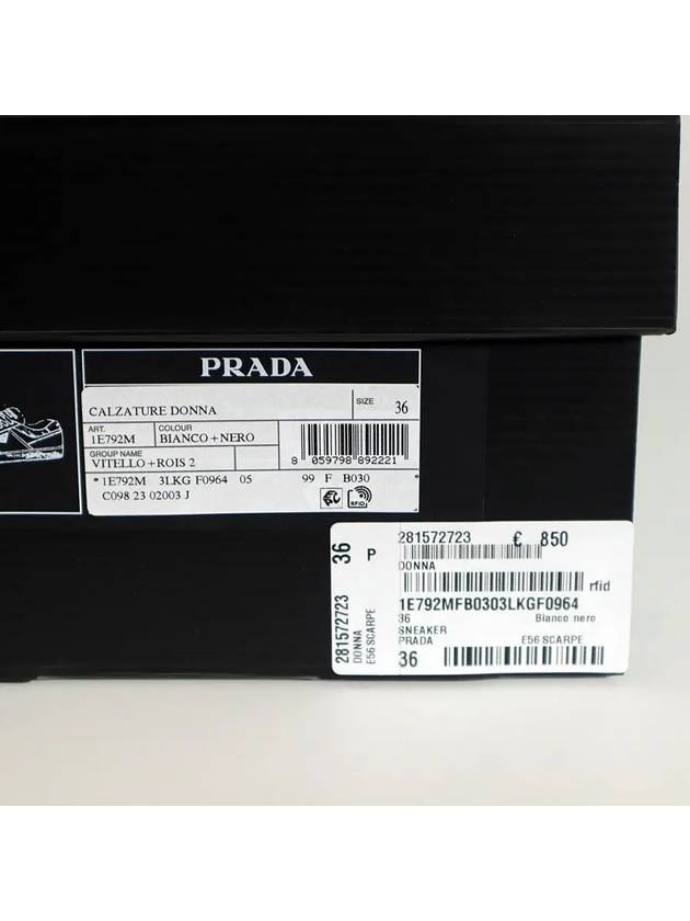 Downtown Perforated Leather Low Top Sneakers White Black - PRADA - BALAAN 4