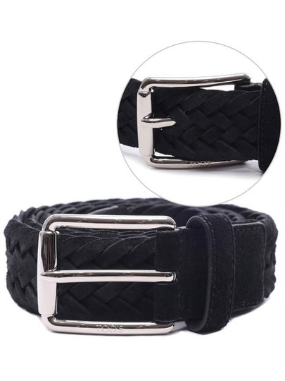 Woven Suede Buckle Leather Belt Black - TOD'S - BALAAN 2