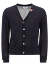 Men's Jersey Stitch V-Neck Cardigan Navy - THOM BROWNE - BALAAN 2