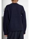 Big Heart Logo Wool Knit Top Navy - AMI - BALAAN 4