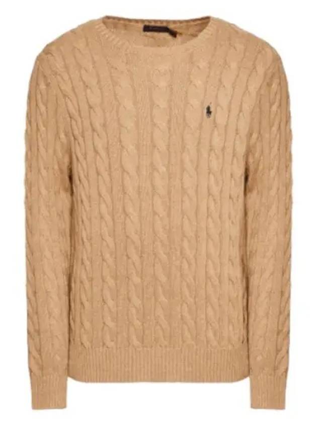 Embroidery Logo Cable Knit Top Brown - POLO RALPH LAUREN - BALAAN 2