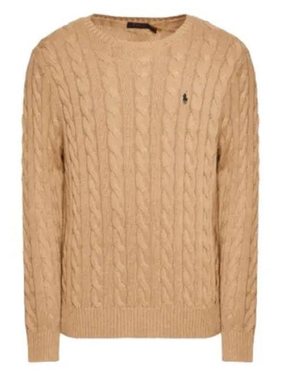 Embroidery Logo Cable Knit Top Brown - POLO RALPH LAUREN - BALAAN 2