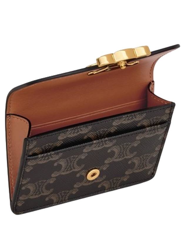 Triomphe Canvas Flap Card Holder Tan Brown - CELINE - BALAAN 5