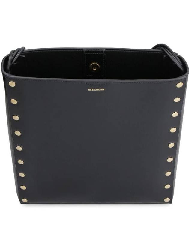 Tangle Rivet Leather Shoulder Bag Black - JIL SANDER - BALAAN 4