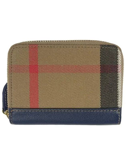 Check Zipper Around Card Wallet Dark Navy Brown - BURBERRY - BALAAN 2