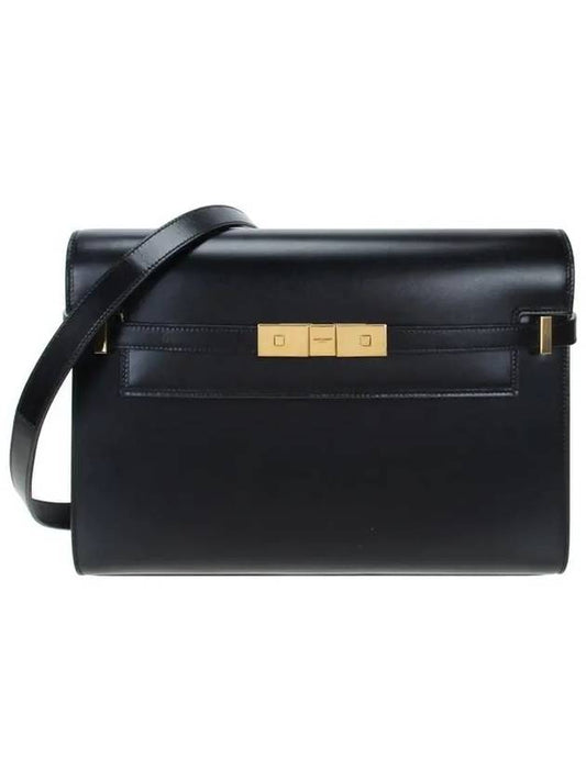 Leather Box Manhattan Shoulder Bag Black - SAINT LAURENT - BALAAN.