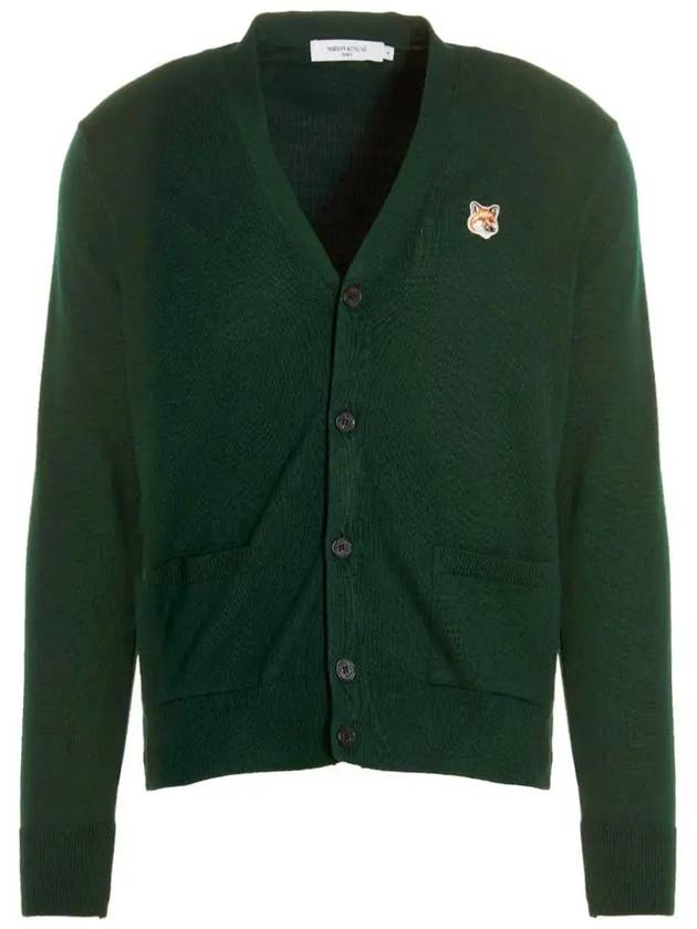 Fox Head Patch Classic Cardigan Deep Green - MAISON KITSUNE - BALAAN.