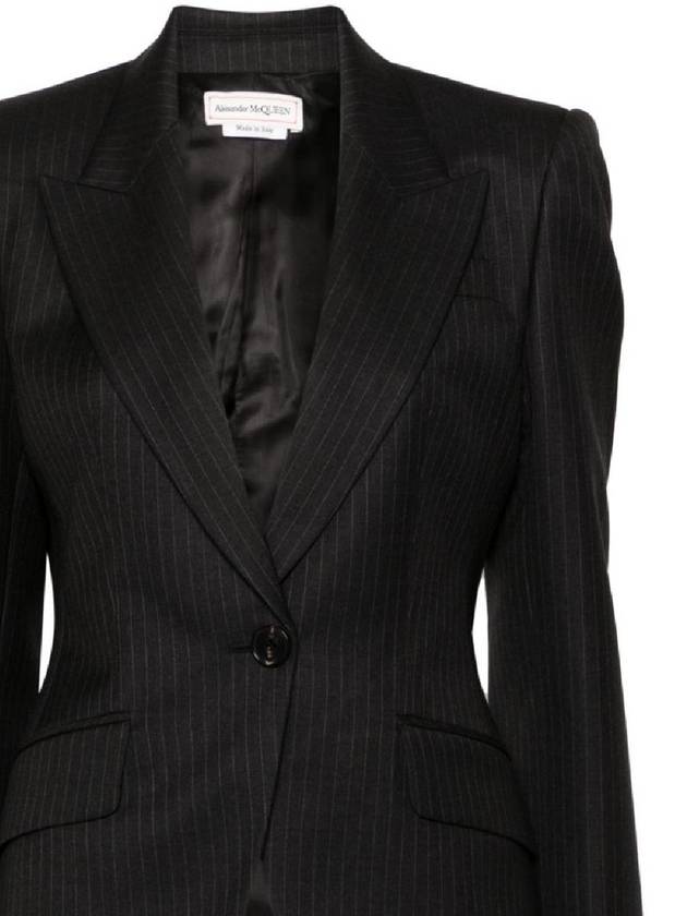 Striped Blazer Jacket Dark Grey - ALEXANDER MCQUEEN - BALAAN 3