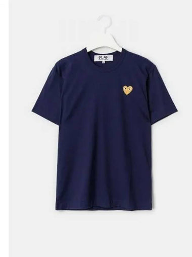 Unisex Gold Heart Wappen T Shirt Navy Domestic Product GM0024051646993 - COMME DES GARCONS PLAY - BALAAN 1