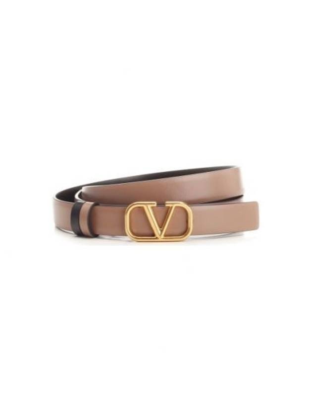 Reversible V Logo Signature Leather Belt Beige - VALENTINO - BALAAN 2