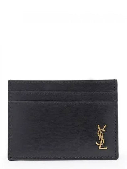 Tiny Monogram Shiny Leather Card Case Black - SAINT LAURENT - BALAAN 2