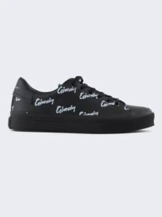 Men's City Sports Logo Leather Low Top Sneakers Black - GIVENCHY - BALAAN 2