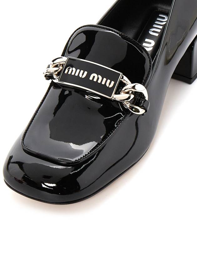 Women's Logo Patent Leather Pumps Black - MIU MIU - BALAAN 8