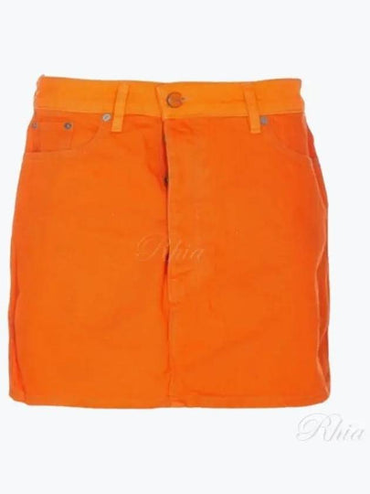 Denim Mini H-Line Skirt Orange - GANNI - BALAAN 2