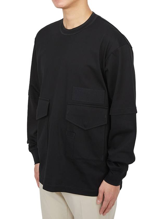 Pocket Detail Cotton Sweatshirt Black - SACAI - BALAAN 5