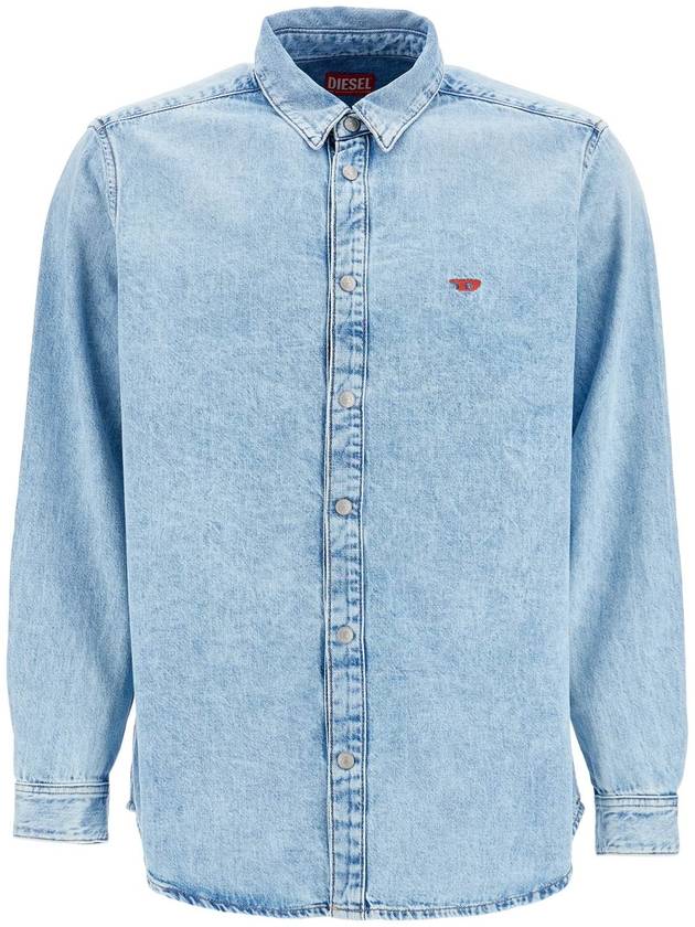 Embroidered Logo Denim Long Sleeve Shirt Light Blue - DIESEL - BALAAN 2