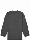 Embroidered Logo Cotton Long Sleeve T-Shirt Grey - BALENCIAGA - BALAAN 2