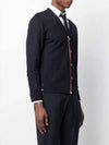 Men's Navy Classic Three-Stripe Backstripe Wool Cardigan - THOM BROWNE - BALAAN.