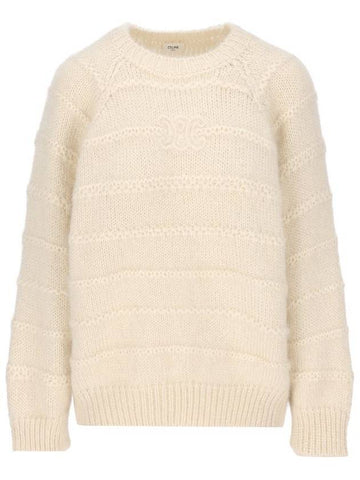 Triomphe Mohair Blend Knit Top Beige - CELINE - BALAAN 1