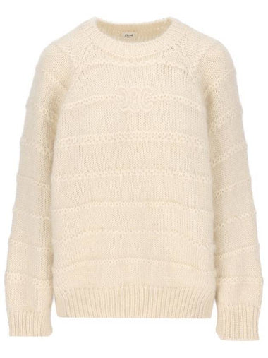 Triomphe Mohair Blend Knit Top Beige - CELINE - BALAAN 1