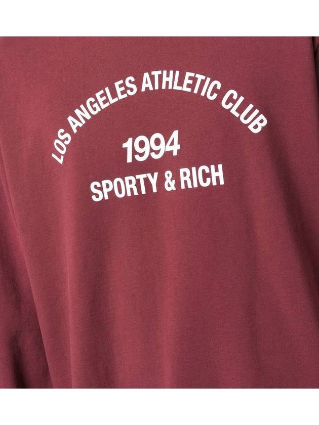 Club Crew Neck Cotton Sweatshirt Burgundy - SPORTY & RICH - BALAAN 6