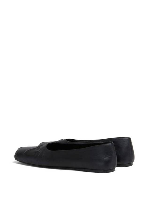 Bow Embossed Leather Ballerina Black - MARNI - BALAAN 4