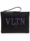 VLTN Neon Logo Clutch Bag Black - VALENTINO - BALAAN.