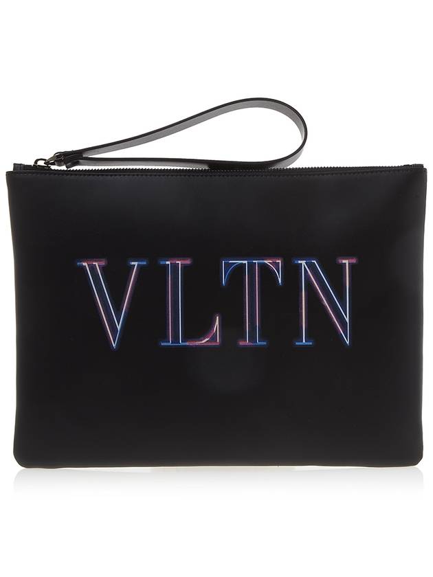 VLTN Neon Logo Clutch Bag Black - VALENTINO - BALAAN.