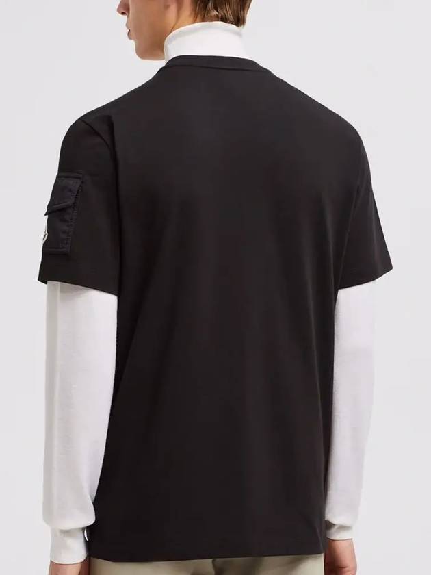 Laminated Logo Short Sleeve T-Shirt Black - MONCLER - BALAAN 4