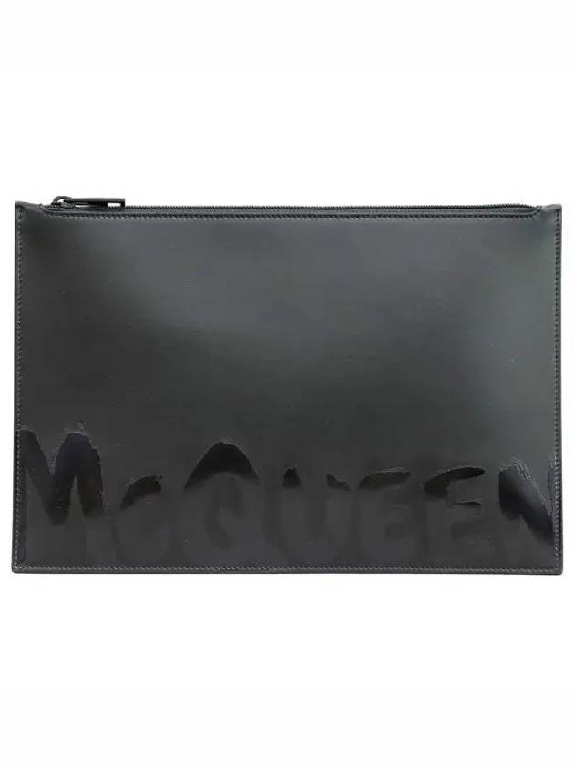 Logo Print Clutch Bag Black - ALEXANDER MCQUEEN - BALAAN 2