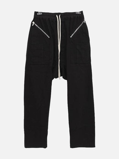 Zipper Cargo Pocket Cotton Track Pants Black - RICK OWENS - BALAAN 1