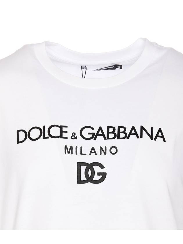 Men's Embroidered Logo Short Sleeve T-Shirt White - DOLCE&GABBANA - BALAAN 5