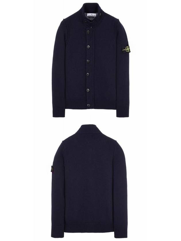 Wappen High Neck Button Up Wool Cardigan Navy - STONE ISLAND - BALAAN 5