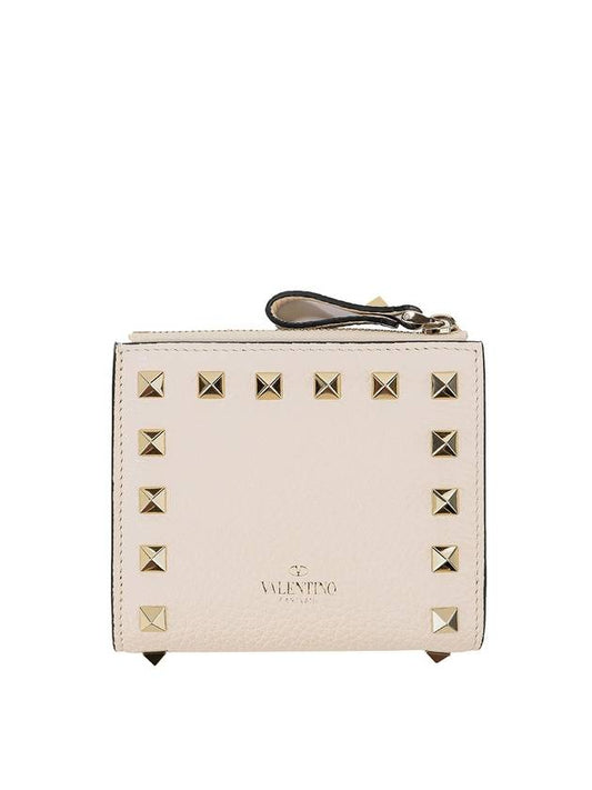 Women's Rockstud Leather Half Wallet Ivory - VALENTINO - BALAAN 2