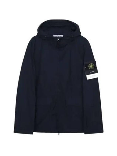 Batavia Garment Dyed Nylon Cotton Hooded Jacket Navy - STONE ISLAND - BALAAN 1