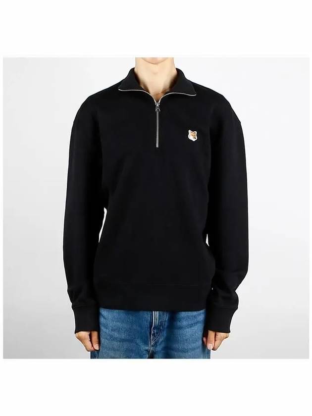 Fox Head Patch Half Zipper Sweatshirt Black - MAISON KITSUNE - BALAAN 3